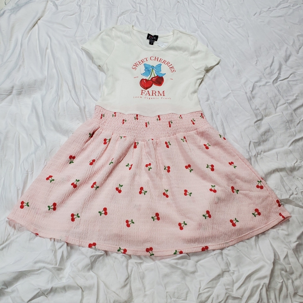 lilt White Top and Pink Cherry Skirt Set